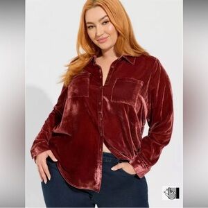 Torrid Madison Velvet Shirt – Size 2X – Red/Pink